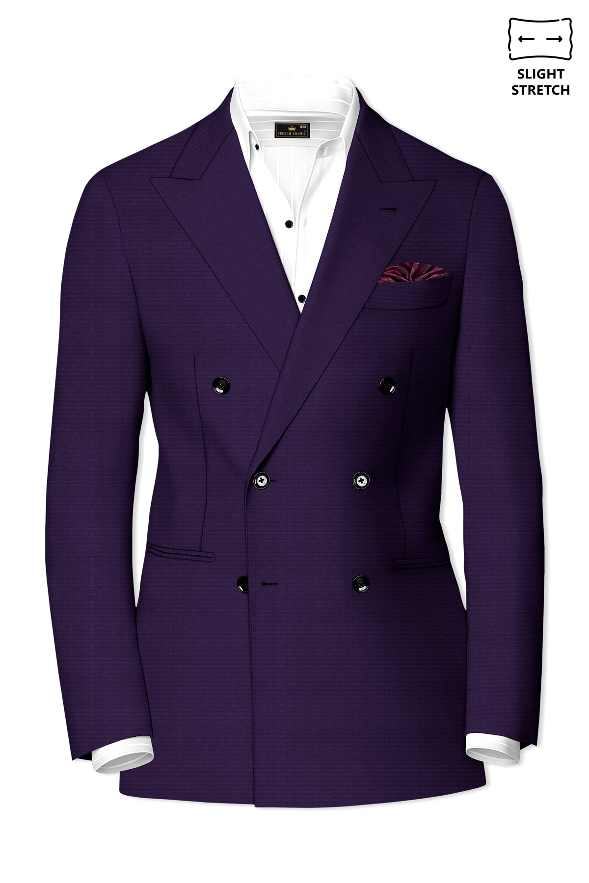 Mauve-Cedar Purple Diamond Textured Wool Rich Slight Stretch Double Breasted Suit