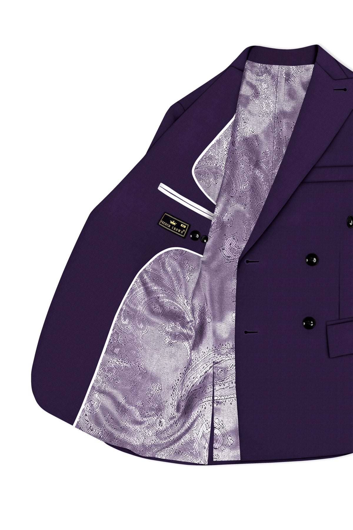 Mauve-Cedar Purple Diamond Textured Wool Rich Slight Stretch Double Breasted Suit