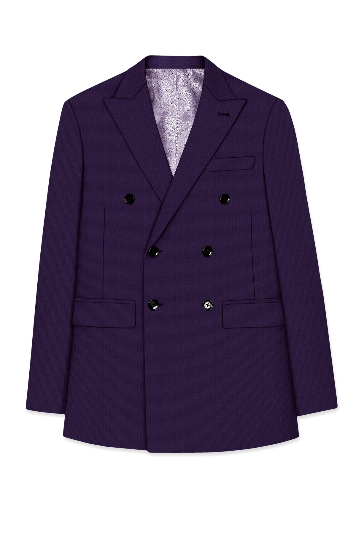 Mauve-Cedar Purple Diamond Textured Wool Rich Slight Stretch Double Breasted Suit