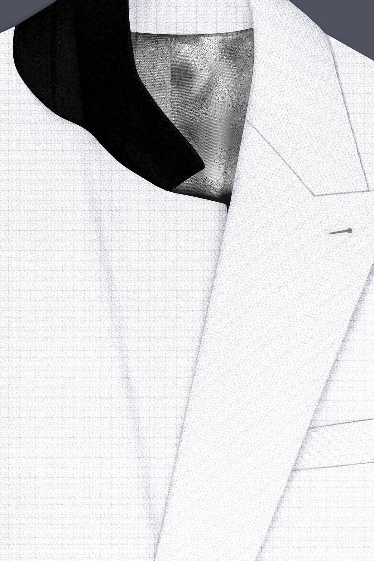 Porcelain-Bright White Diamond Textured Wool Rich Slight Stretch Double Breasted Suit