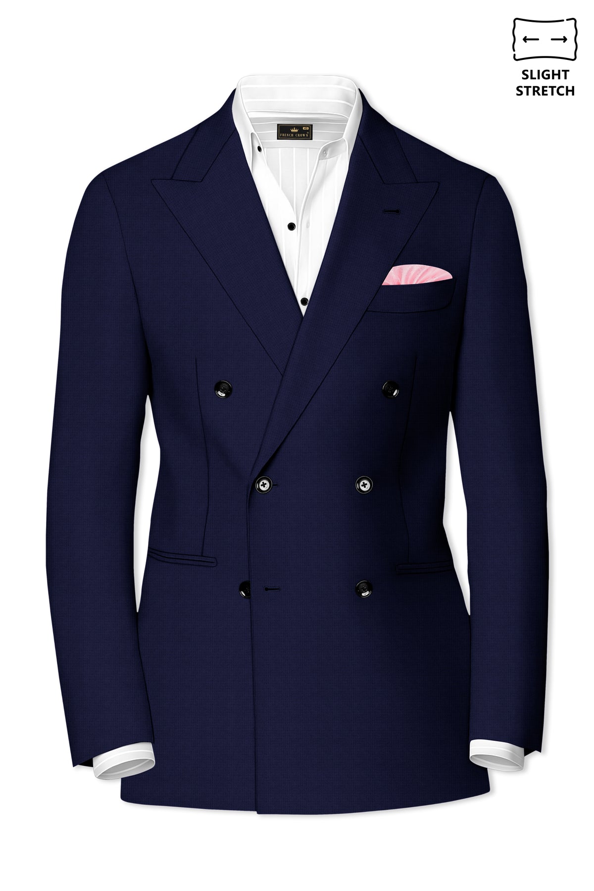 Sapphire-Haiti Blue Diamond Textured Wool Rich Slight Stretch Double Breasted Suit