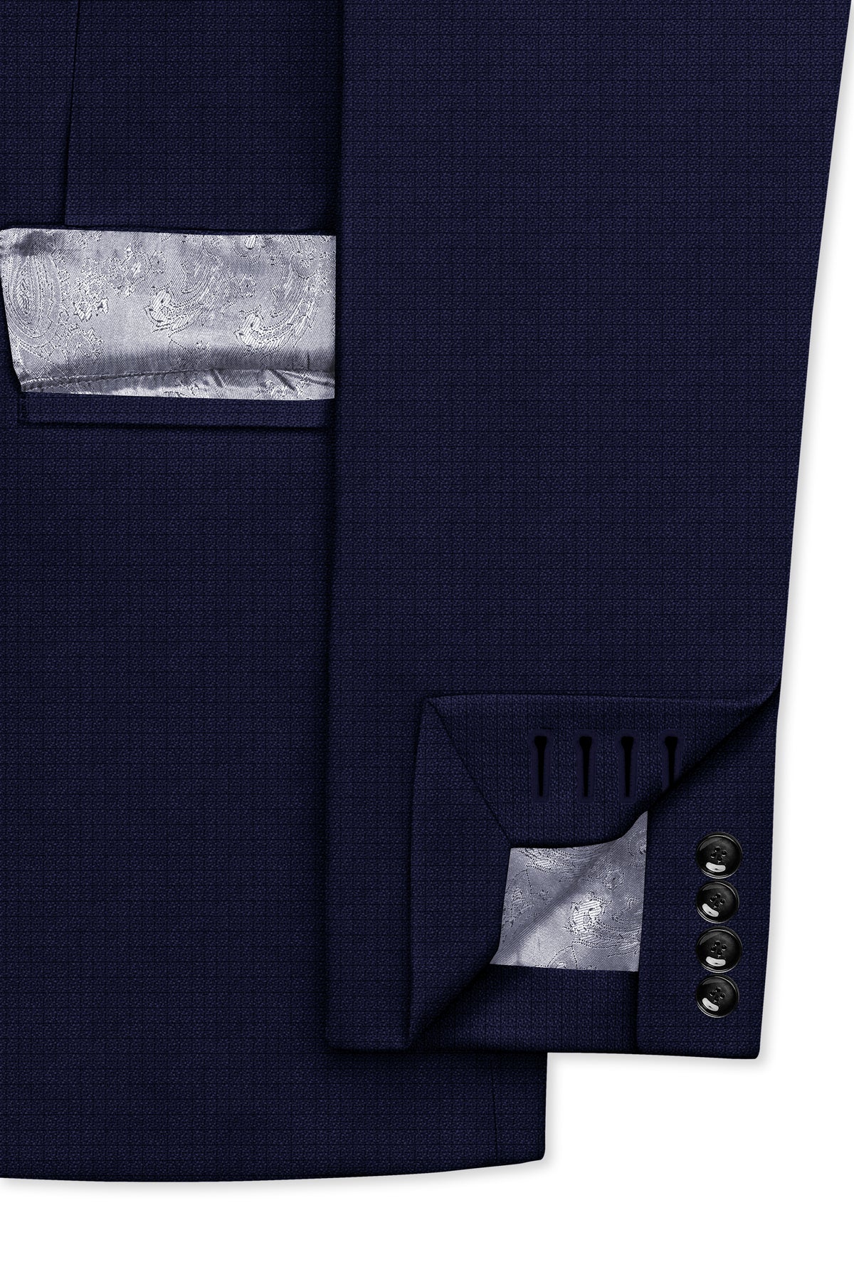 Sapphire-Haiti Blue Diamond Textured Wool Rich Slight Stretch Double Breasted Suit
