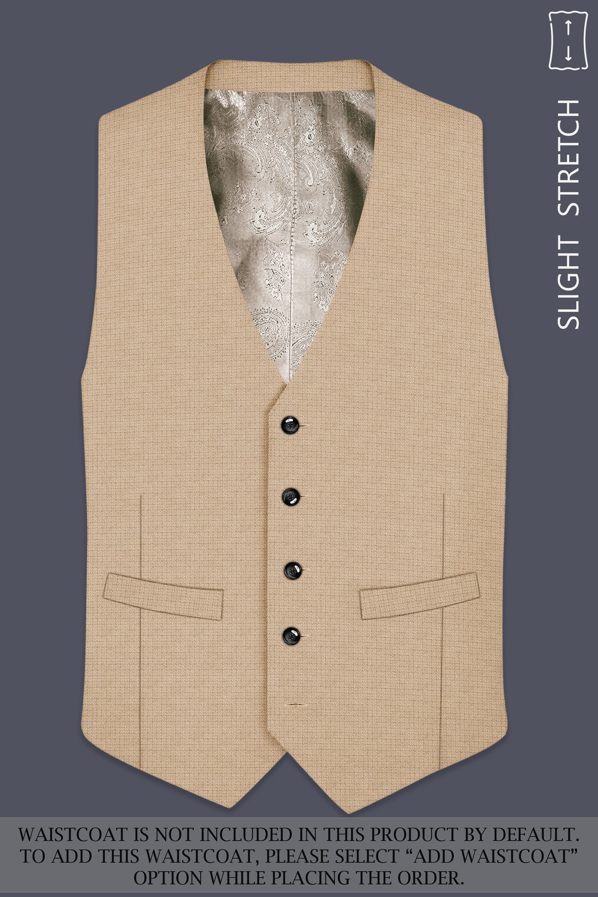 Mahogany-Pavlova Brown Diamond Textured Wool Rich Slight Stretch Double Breasted Suit