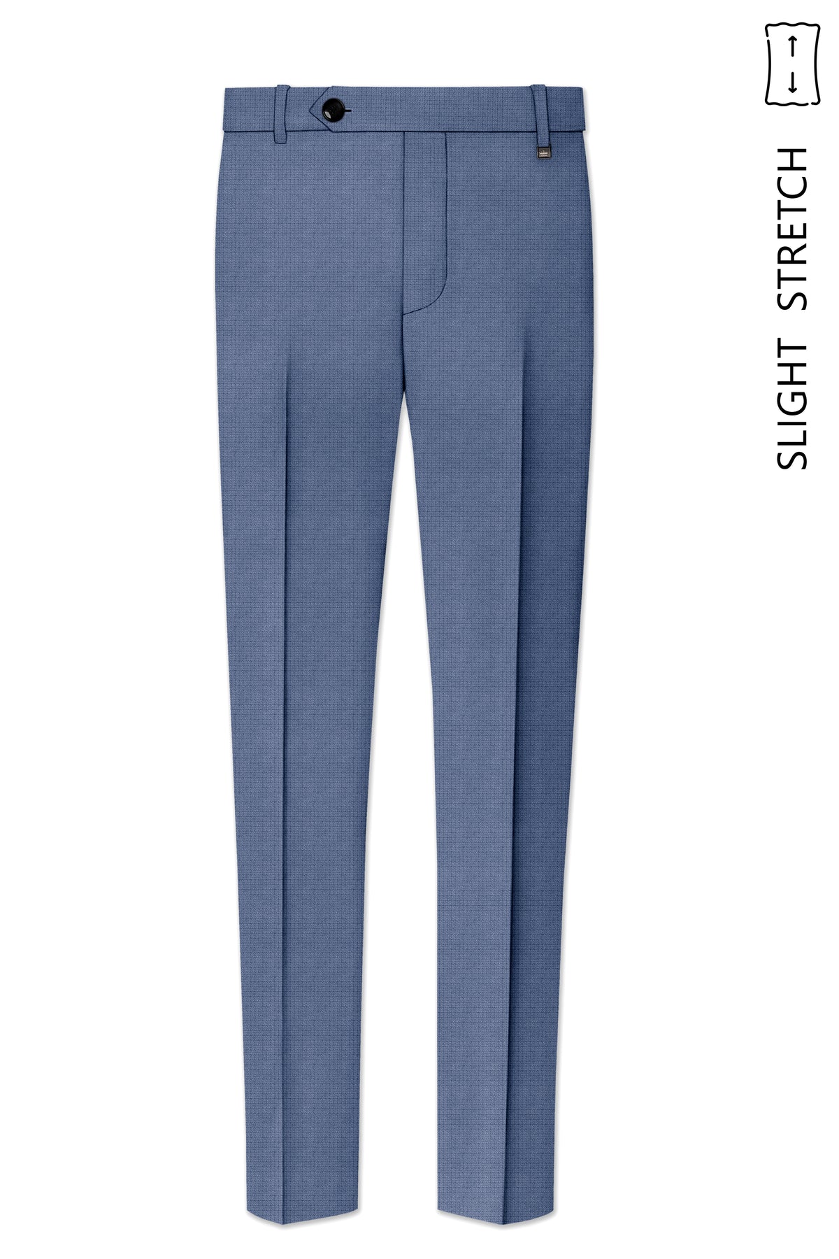Sapphire-Raven Blue Diamond Textured Wool Rich Slight Stretch Cross Placket Bandhgala Suit