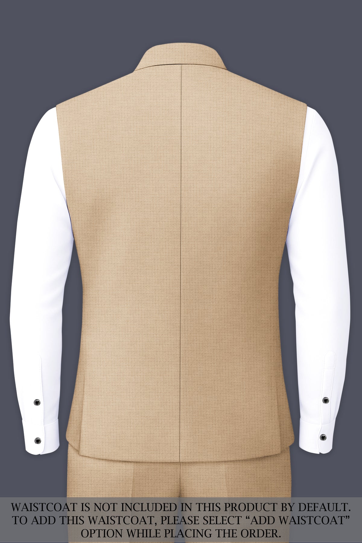 Mahogany-Pavlova Brown Diamond Textured Wool Rich Slight Stretch Cross Placket Bandhgala Suit