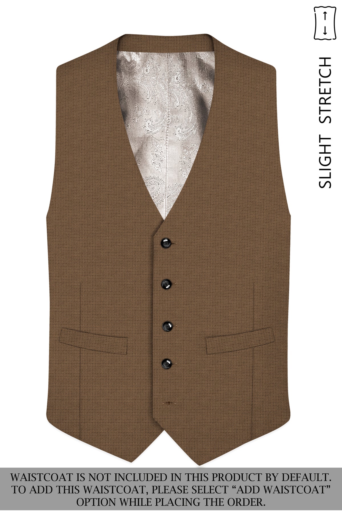 Cordovan-Mondo Brown Diamond Textured Wool Rich Slight Stretch Tuxedo Suit