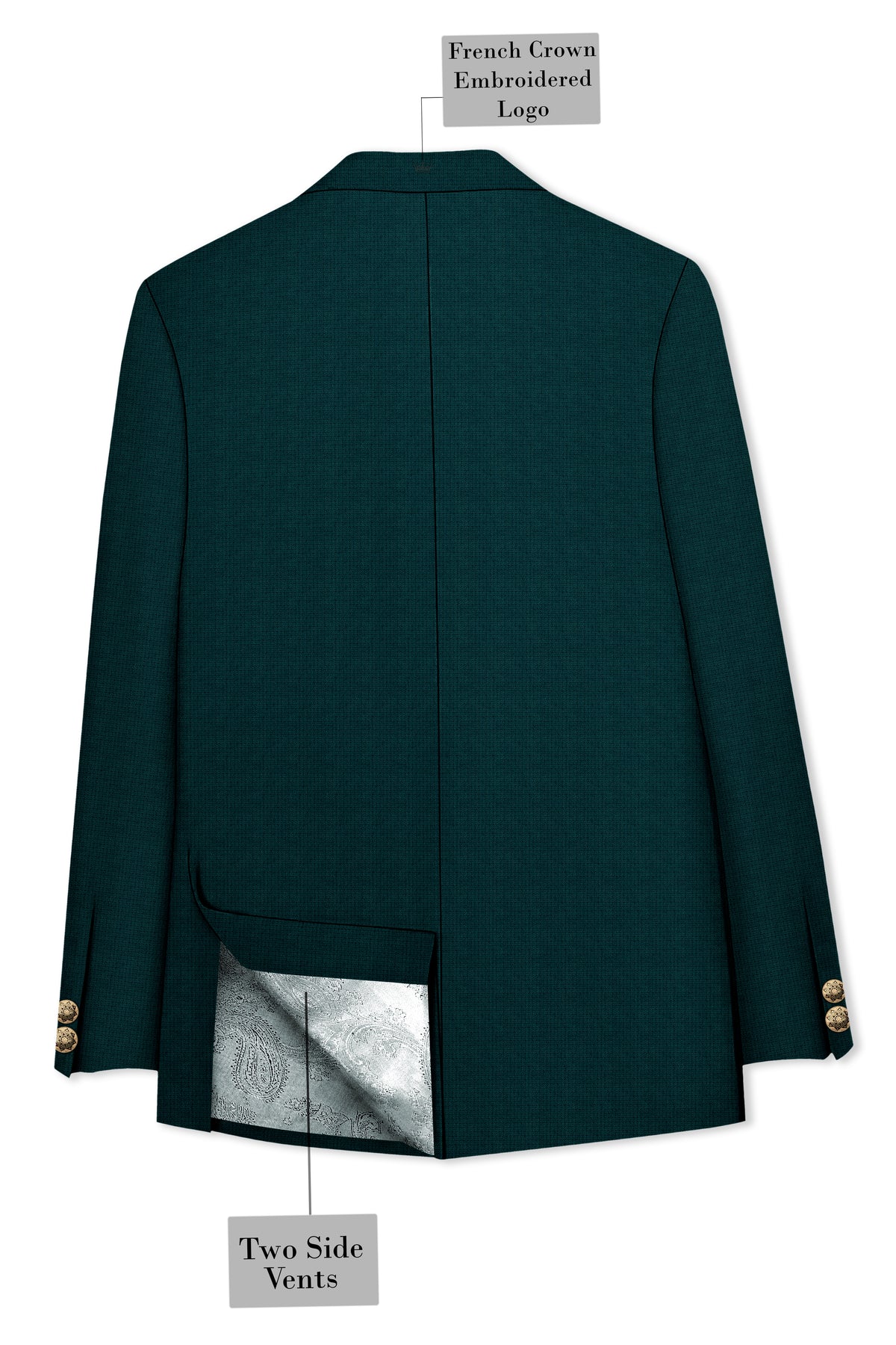 Facet-Dianne Green Diamond Textured Wool Rich Slight Stretch Bandhgala Suit