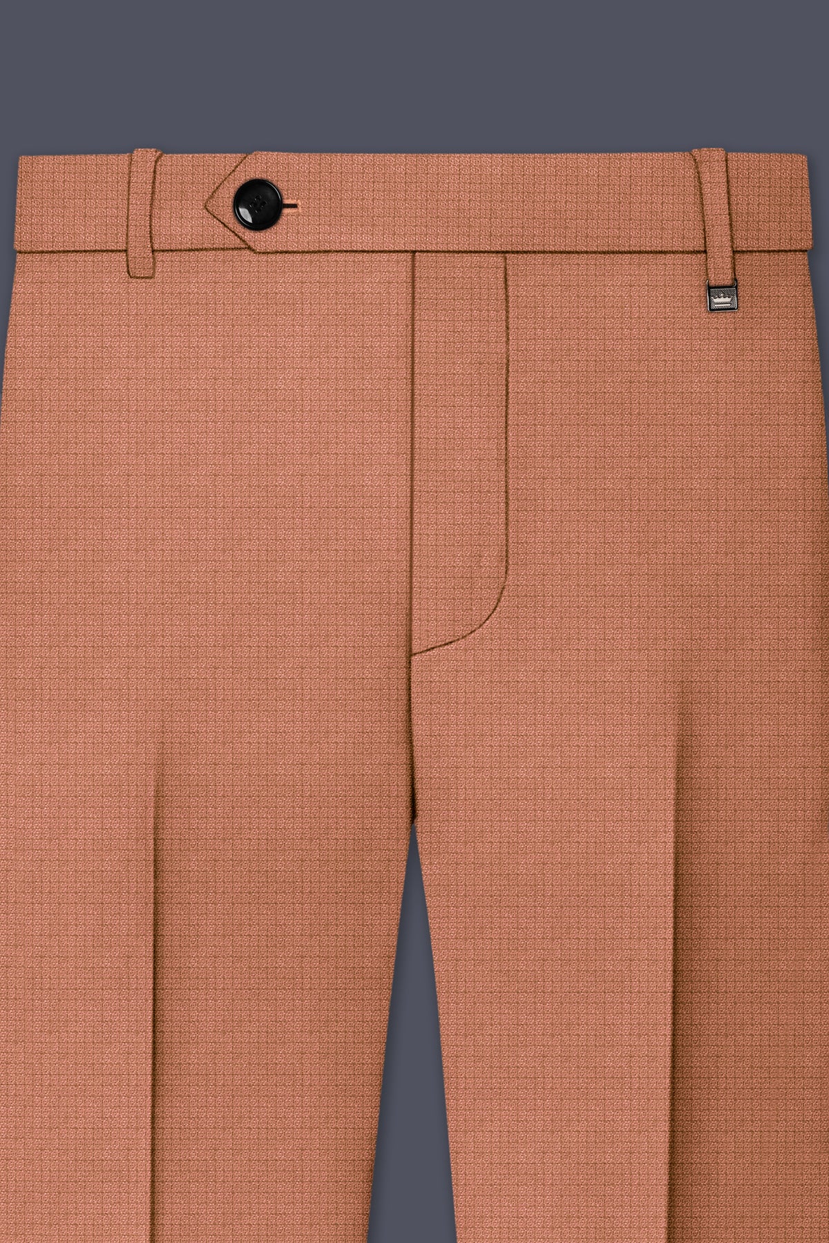 Terracotta-Salmon Brown Diamond Textured Wool Rich Slight Stretch Bandhgala Suit