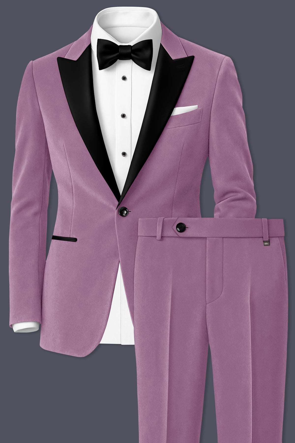 Veloura-Strikemaster Pink Velvet Peak Lapel Tuxedo Suit