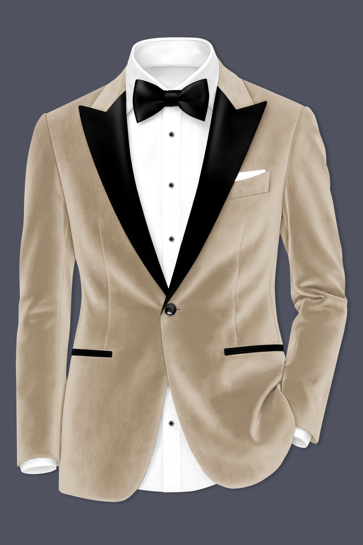 Lustre-Napa Cream Velvet Peak Lapel Tuxedo Suit