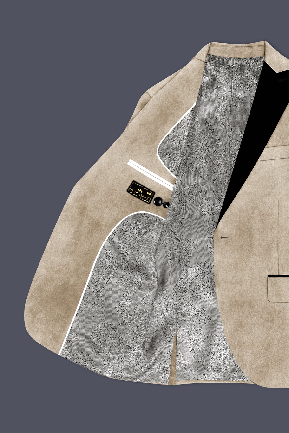 Lustre-Napa Cream Velvet Peak Lapel Tuxedo Suit