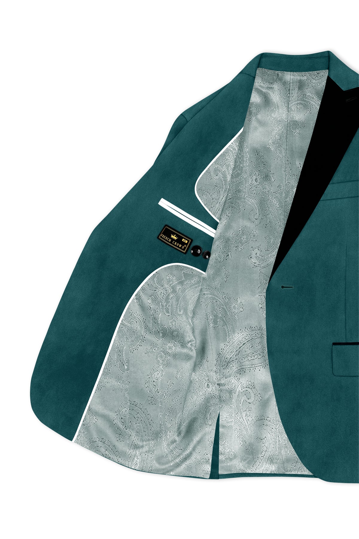 Verdant-Teal Green Velvet Peak Lapel Tuxedo Suit