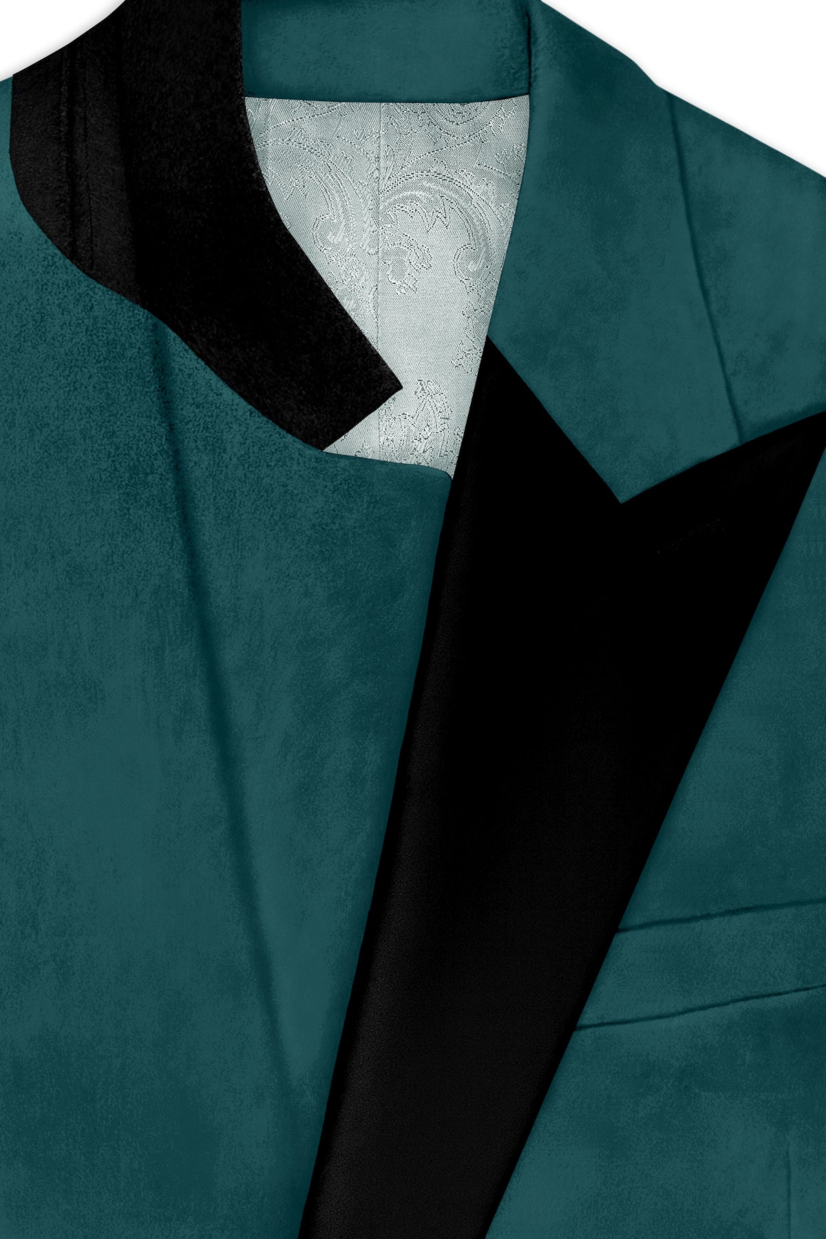Verdant-Teal Green Velvet Peak Lapel Tuxedo Suit