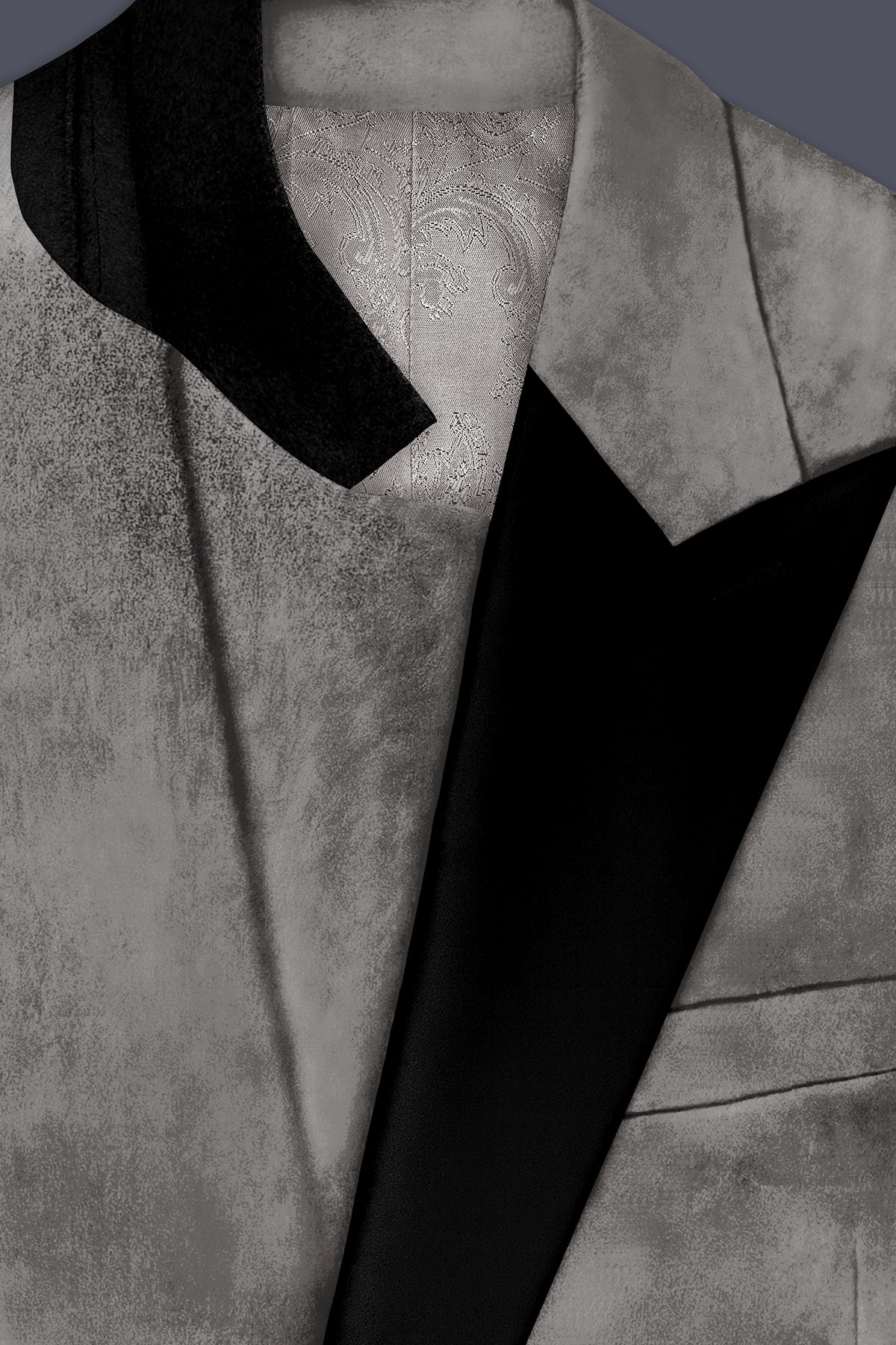 Noir-Chicago Gray Velvet Peak Lapel Tuxedo Suit