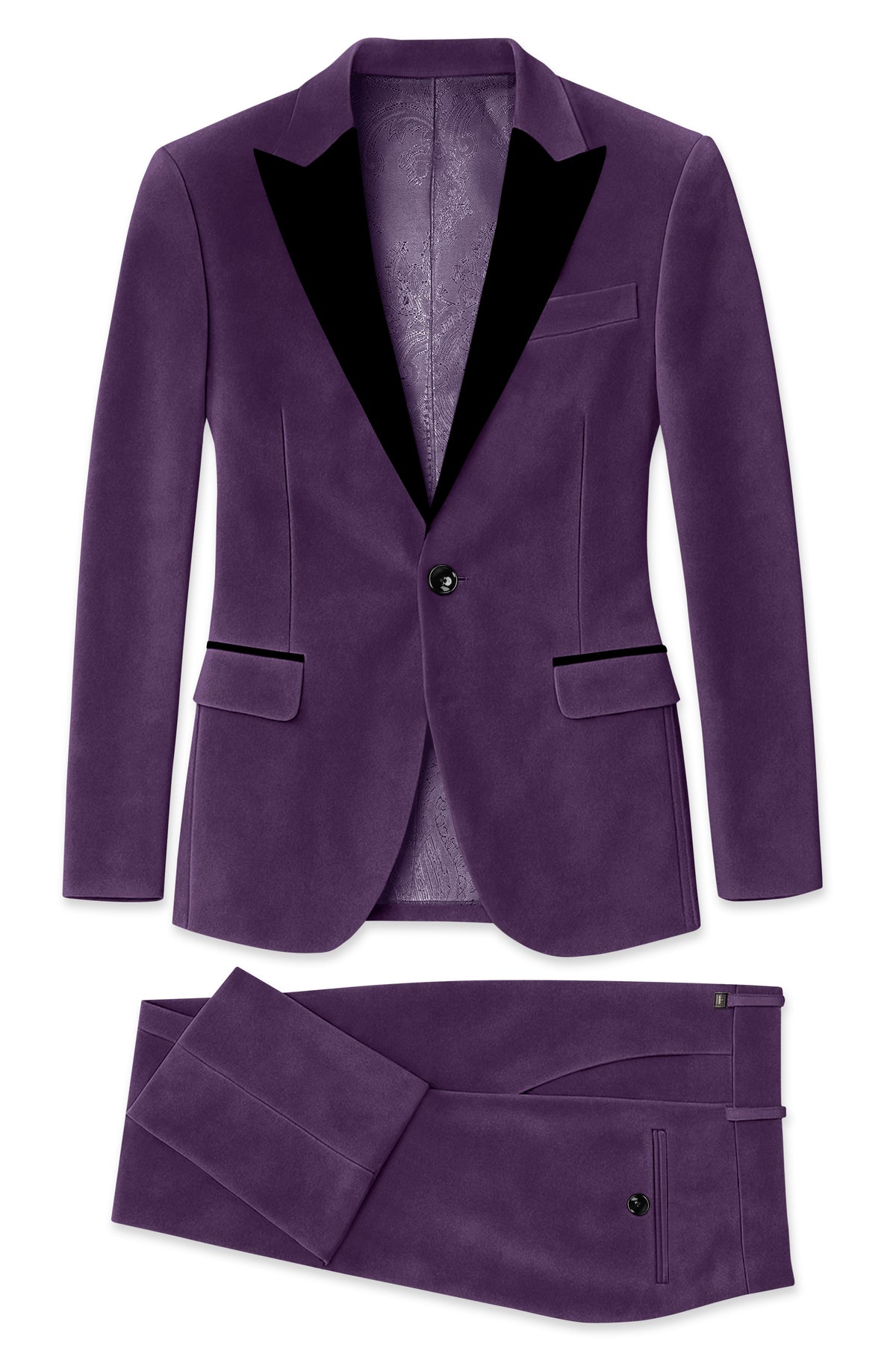 Regal-Royal Purple Velvet Peak Lapel Tuxedo Suit