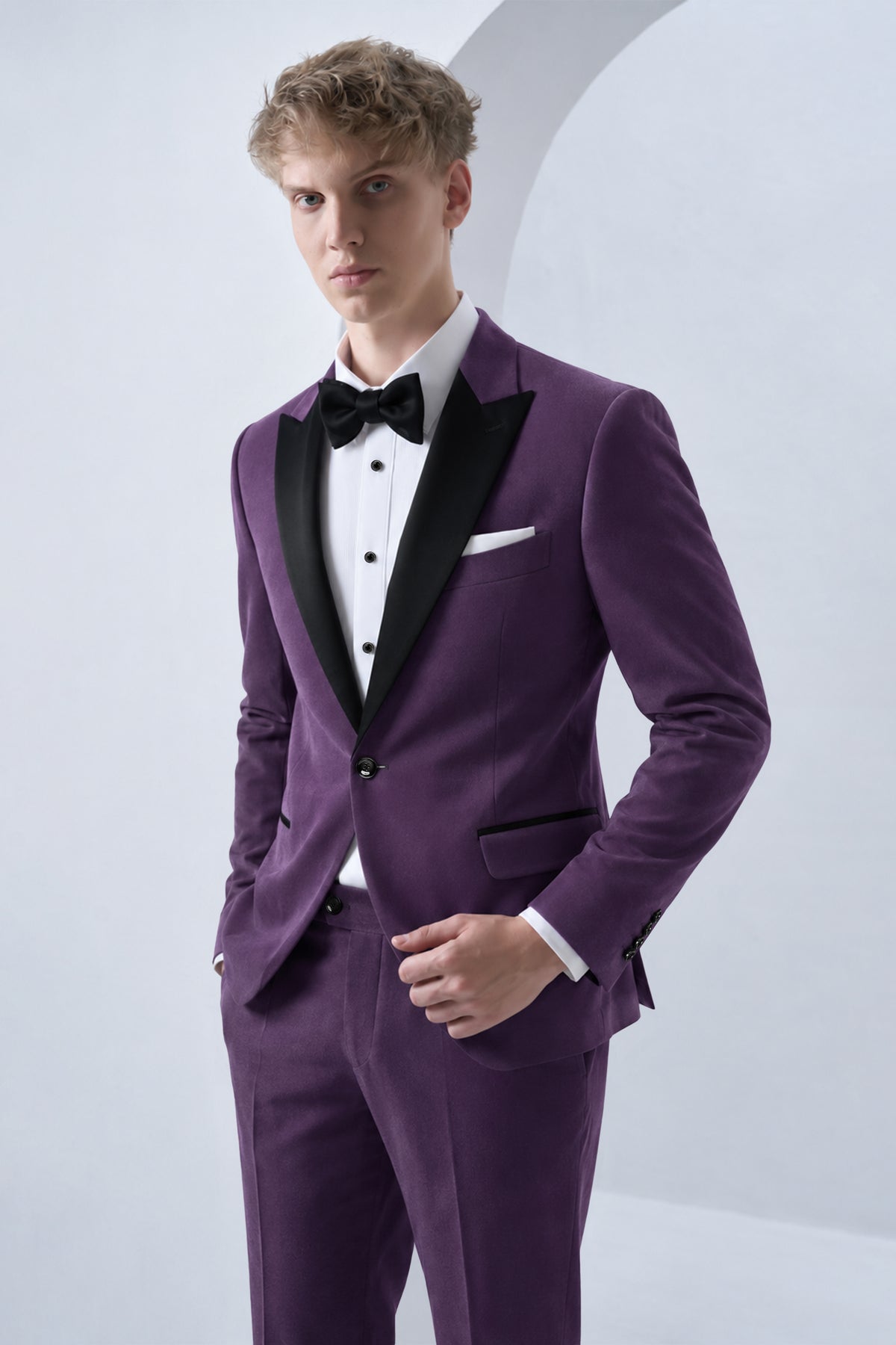 Regal-Royal Purple Velvet Peak Lapel Tuxedo Suit