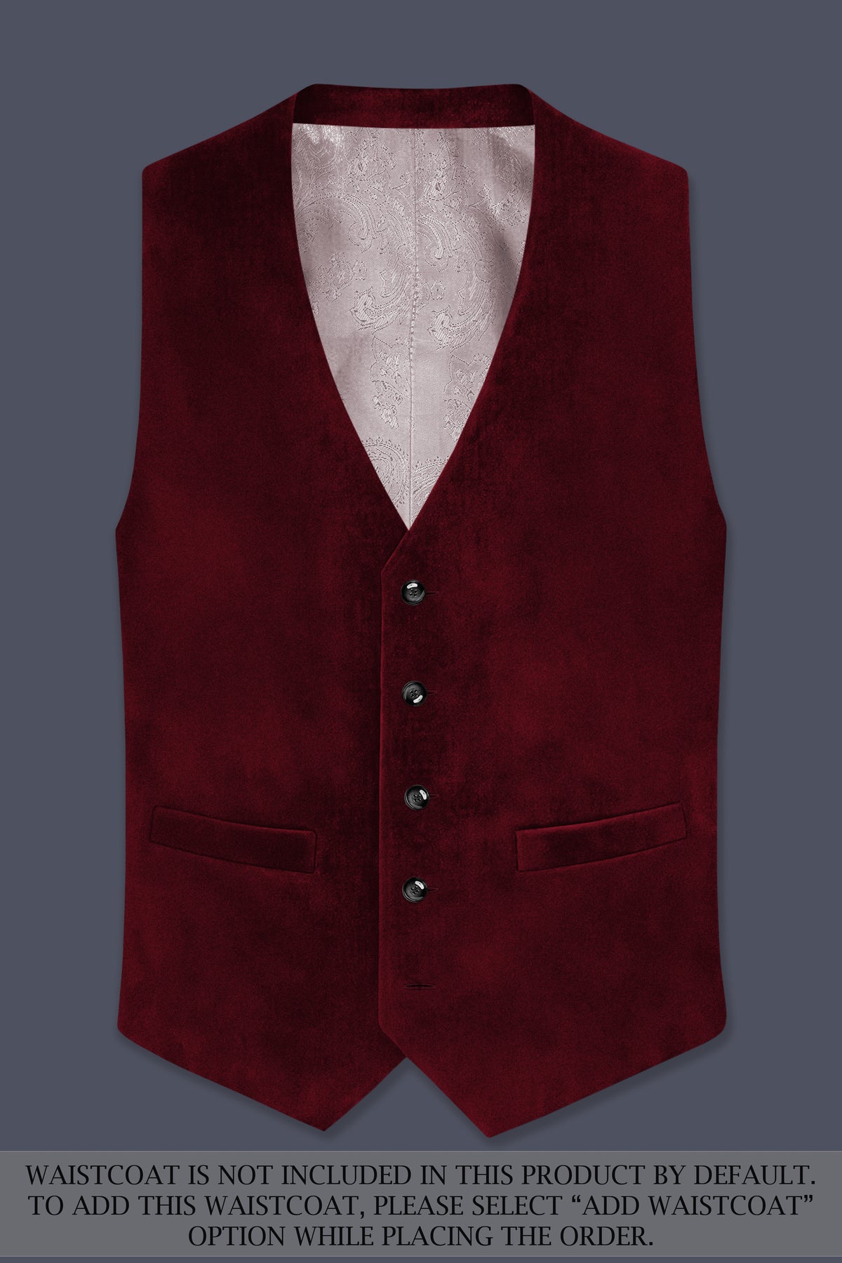 Aurelio-Aubergine Red Velvet Peak Lapel Tuxedo Suit
