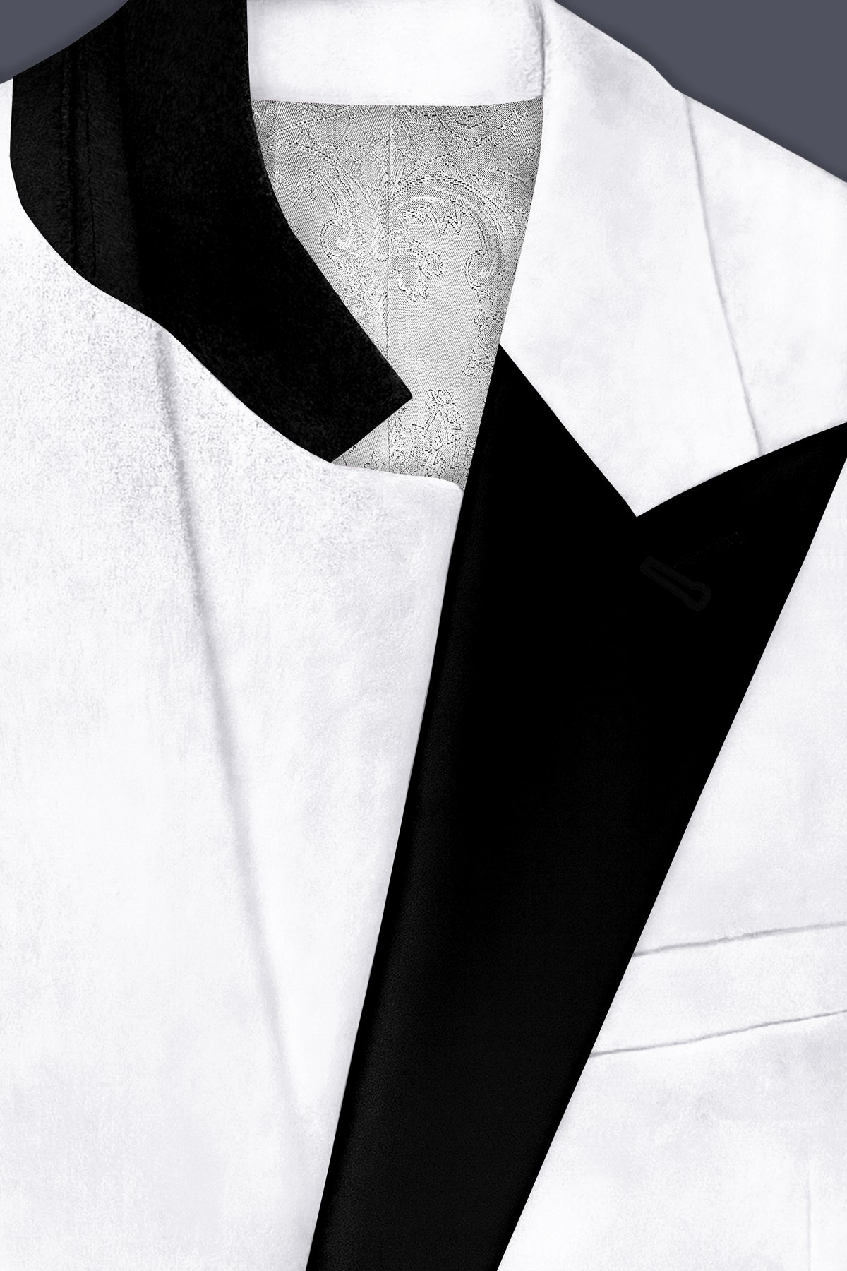 Alabaster-Bright White Velvet Peak Lapel Tuxedo Suit