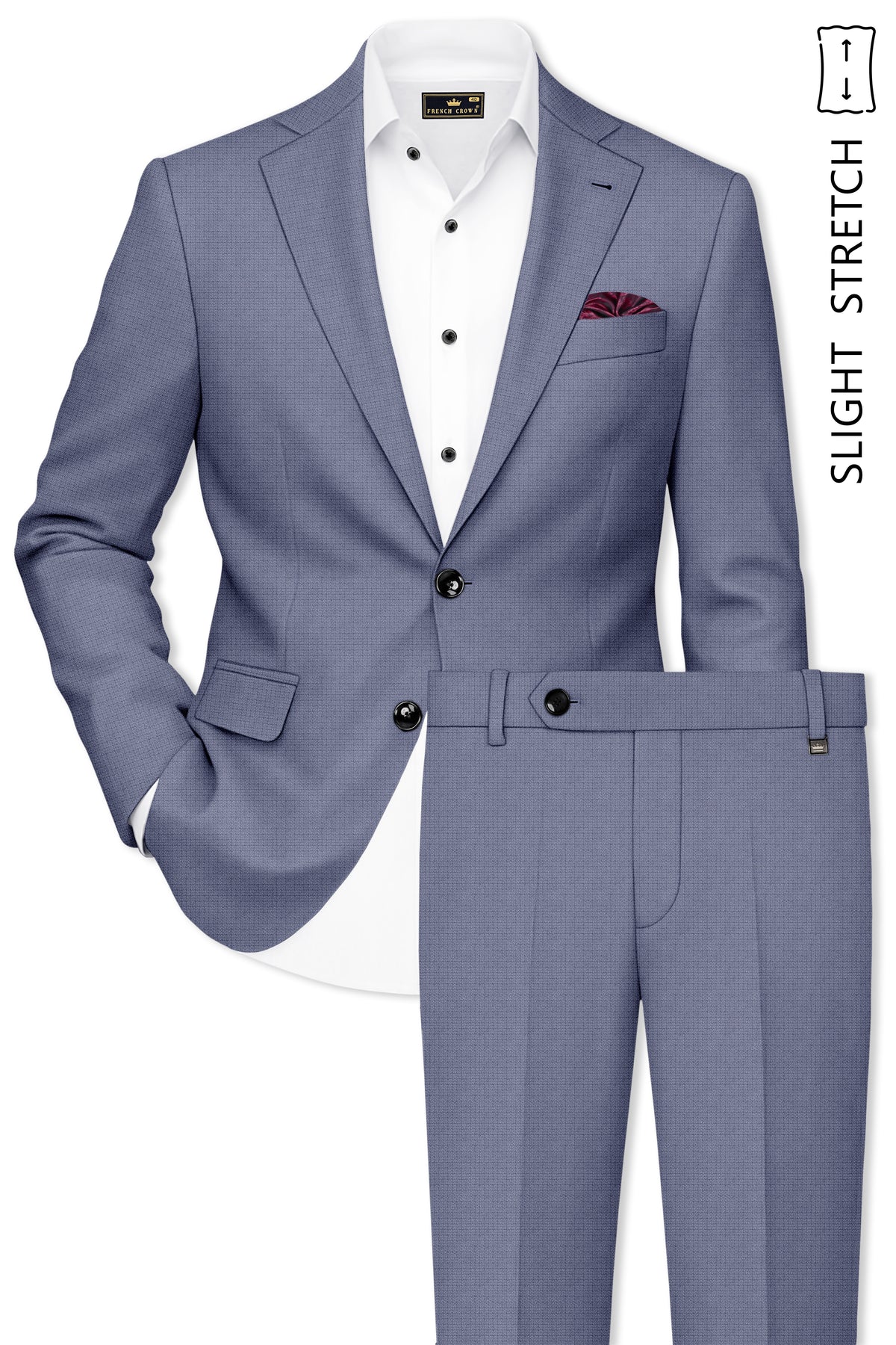 Graphite-Shuttle Gray Diamond Textured Wool Rich Slight Stretch Single Breasted Suit