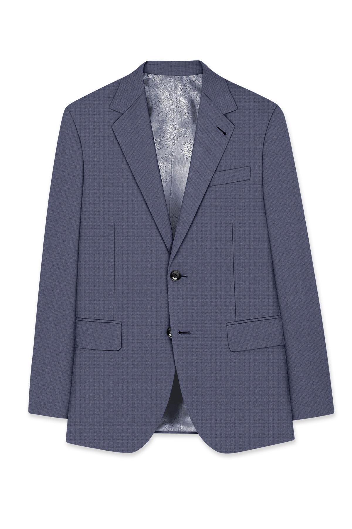 Graphite-Shuttle Gray Diamond Textured Wool Rich Slight Stretch Single Breasted Suit