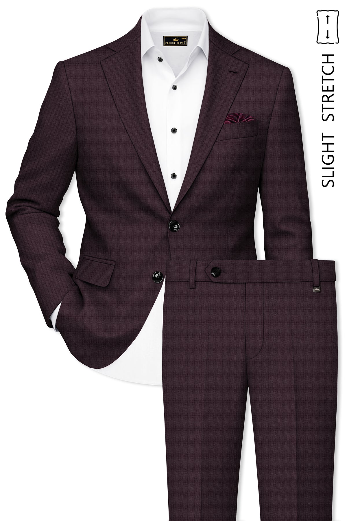 Velaris-Thunder Purple Diamond Textured Wool Rich Slight Stretch Single Breasted Suit