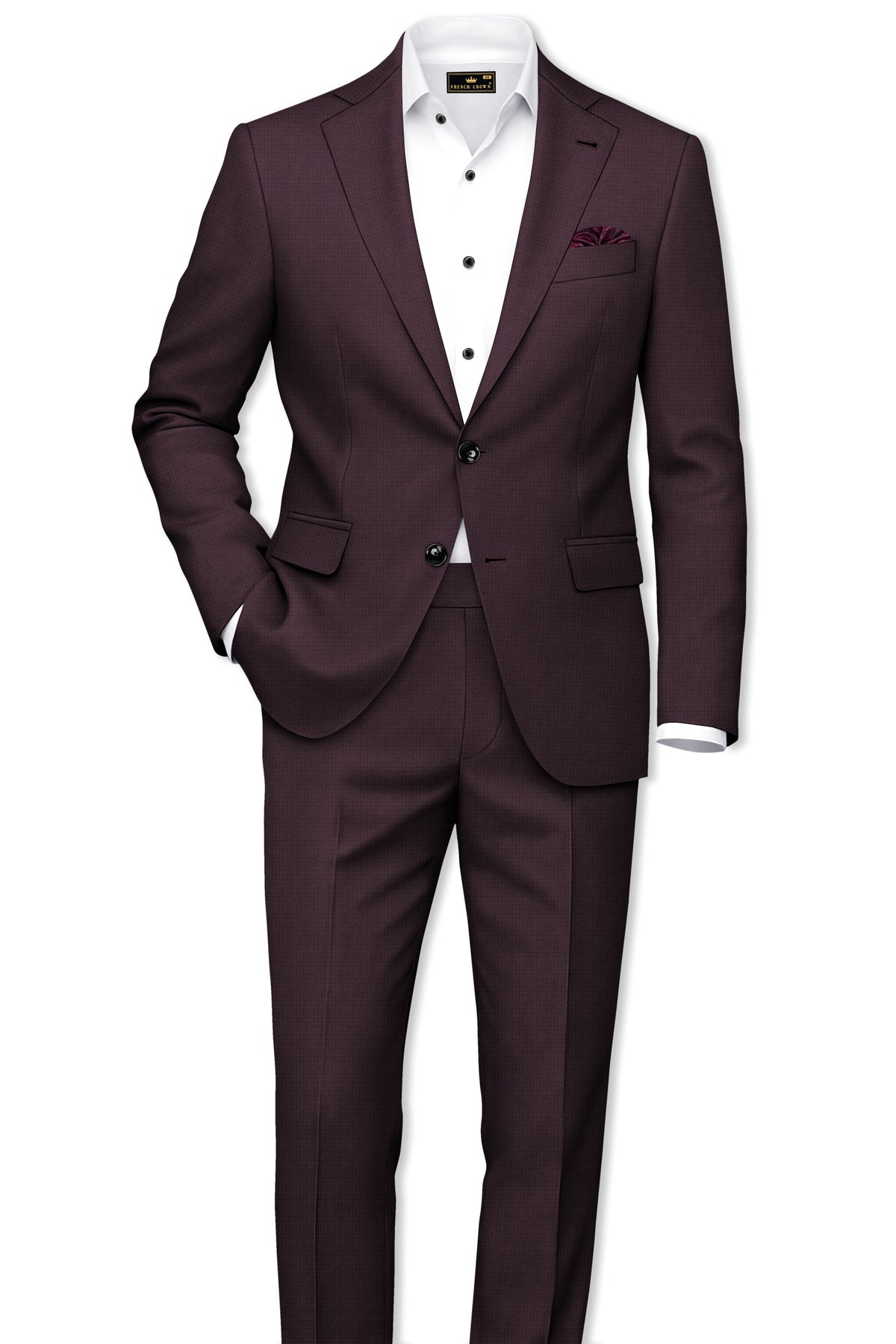 Velaris-Thunder Purple Diamond Textured Wool Rich Slight Stretch Single Breasted Suit