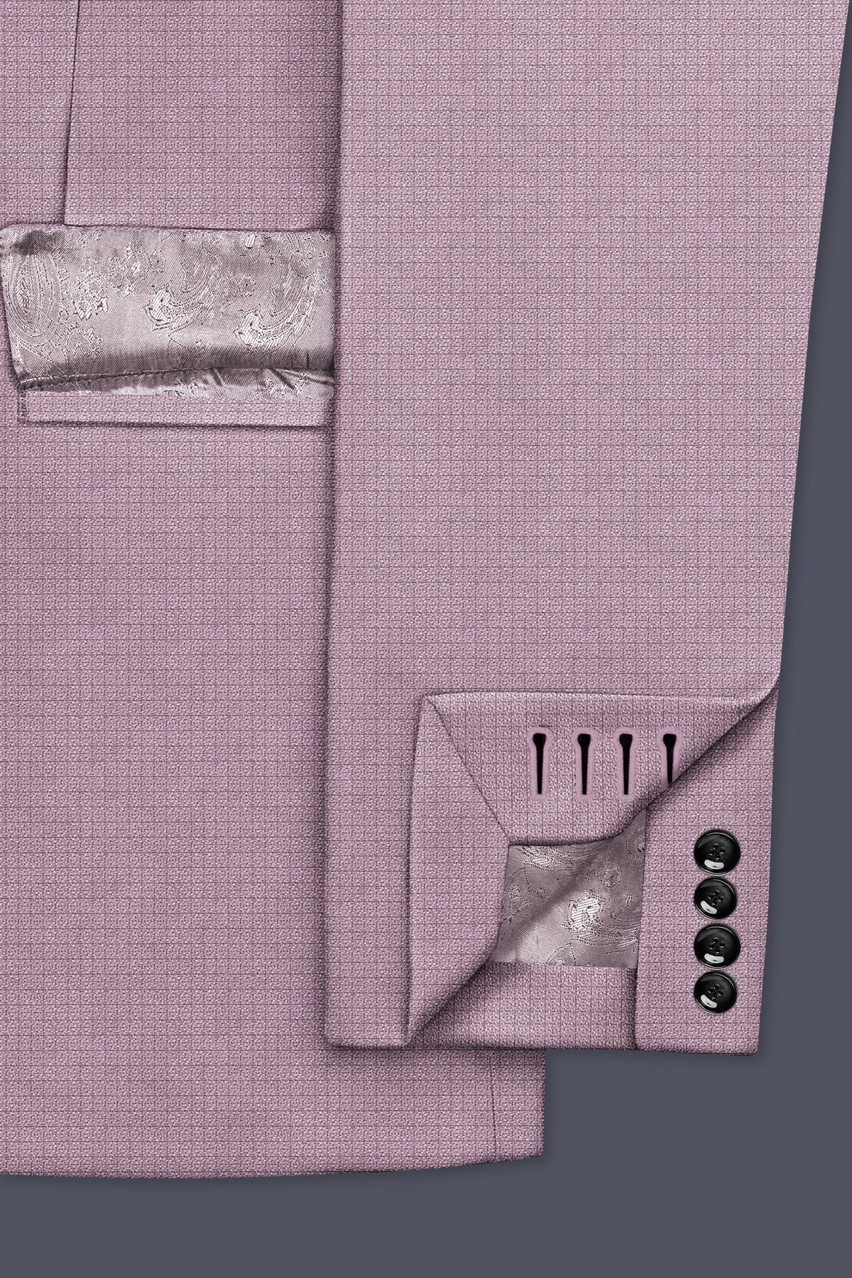 Regalia-Mountbatten Pink Diamond Textured Wool Rich Slight Stretch Single Breasted Suit