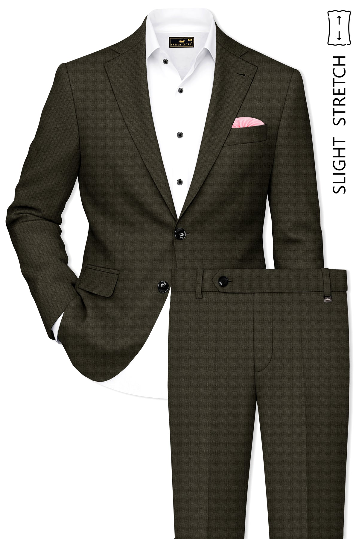 Prestige-Zeus Green Diamond Textured Wool Rich Slight Stretch Single Breasted Suit