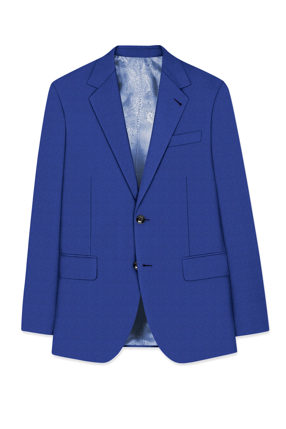 Aurelio-Chambray Blue Diamond Textured Wool Rich Slight Stretch Single Breasted Suit