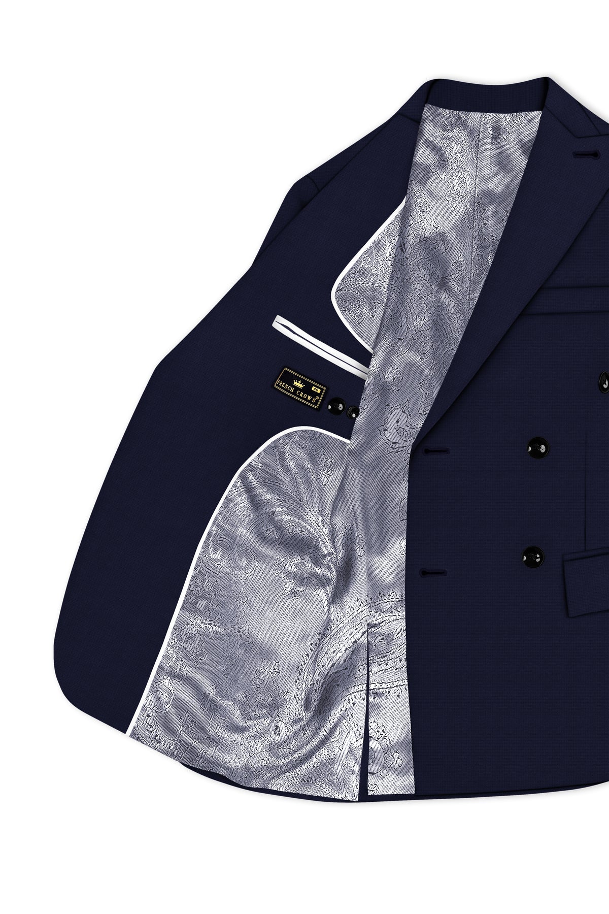 Nocturne-Mirage Navy Diamond Textured Wool Rich Slight Stretch Double Breasted Suit
