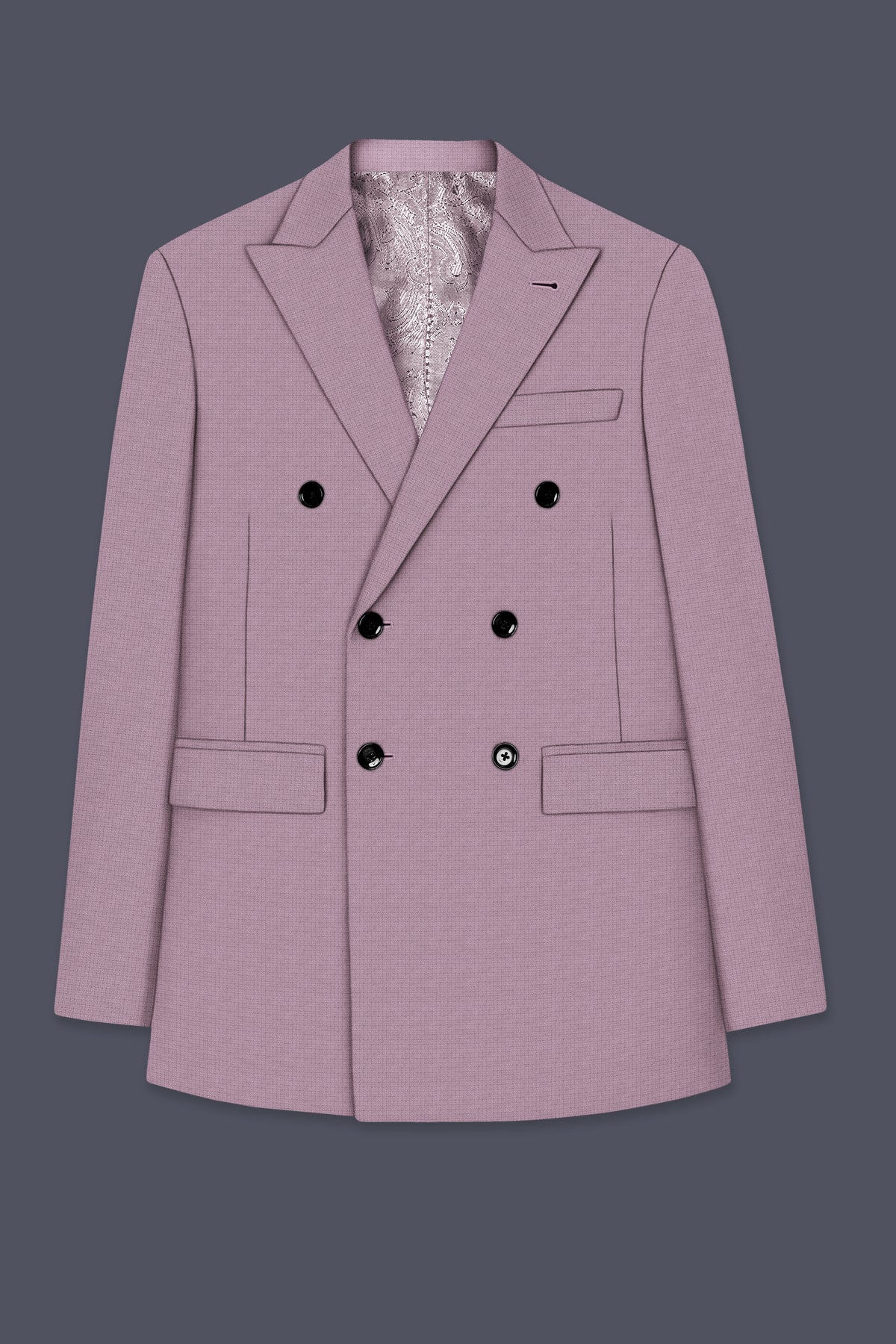 Regalia-Mountbatten Pink Diamond Textured Wool Rich Slight Stretch Double Breasted Suit