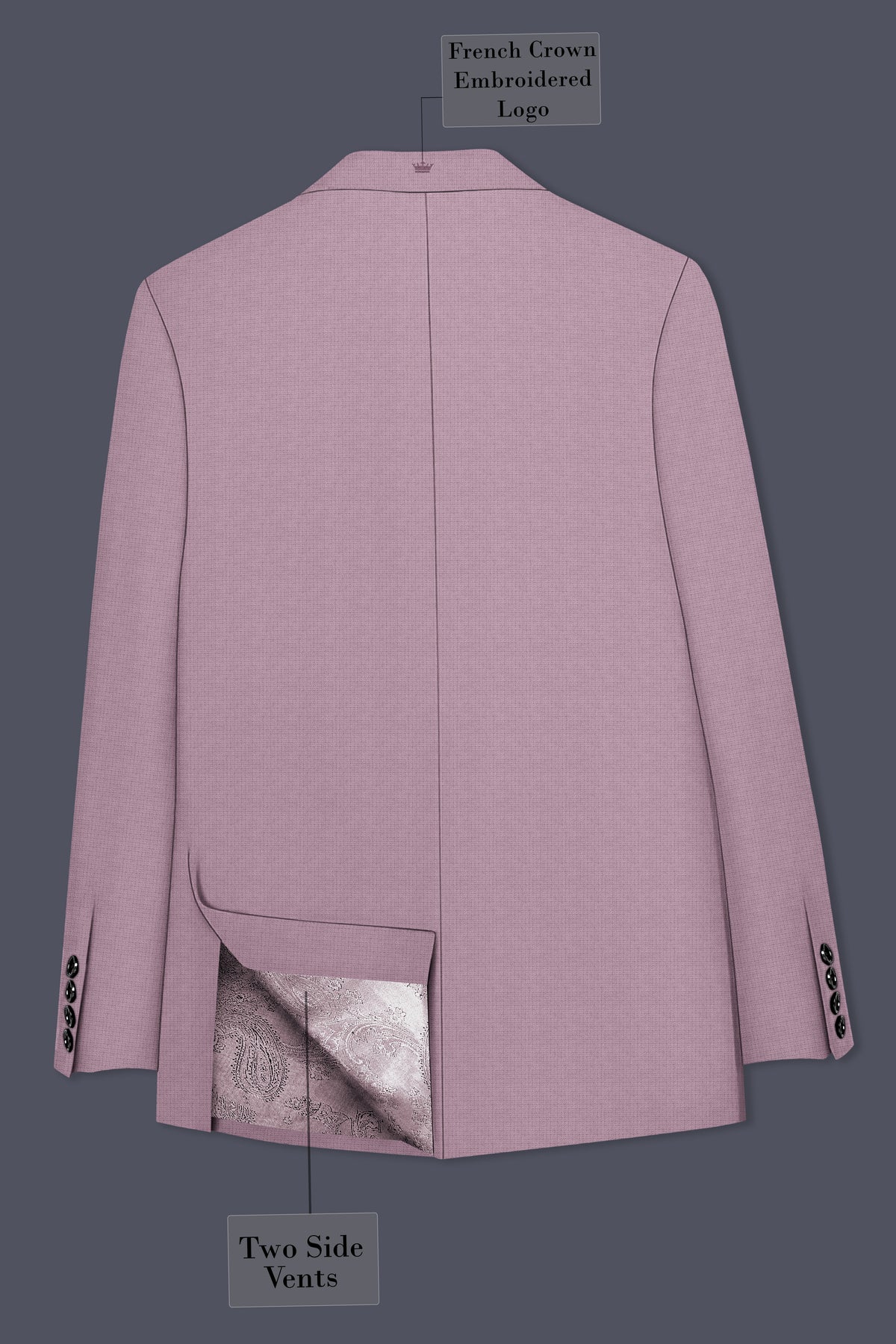 Regalia-Mountbatten Pink Diamond Textured Wool Rich Slight Stretch Double Breasted Suit