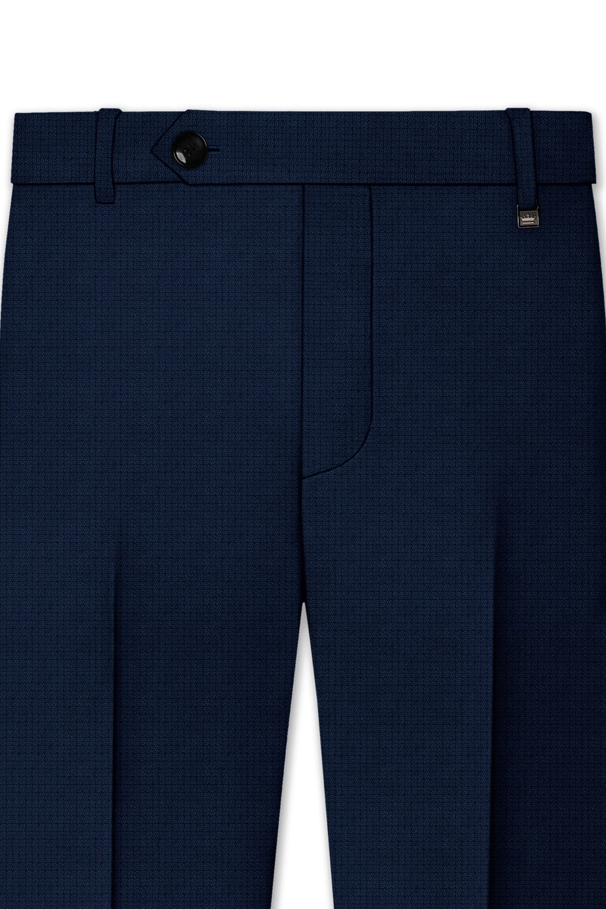 Regent-Ebony Blue Diamond Textured Wool Rich Slight Stretch Double Breasted Suit