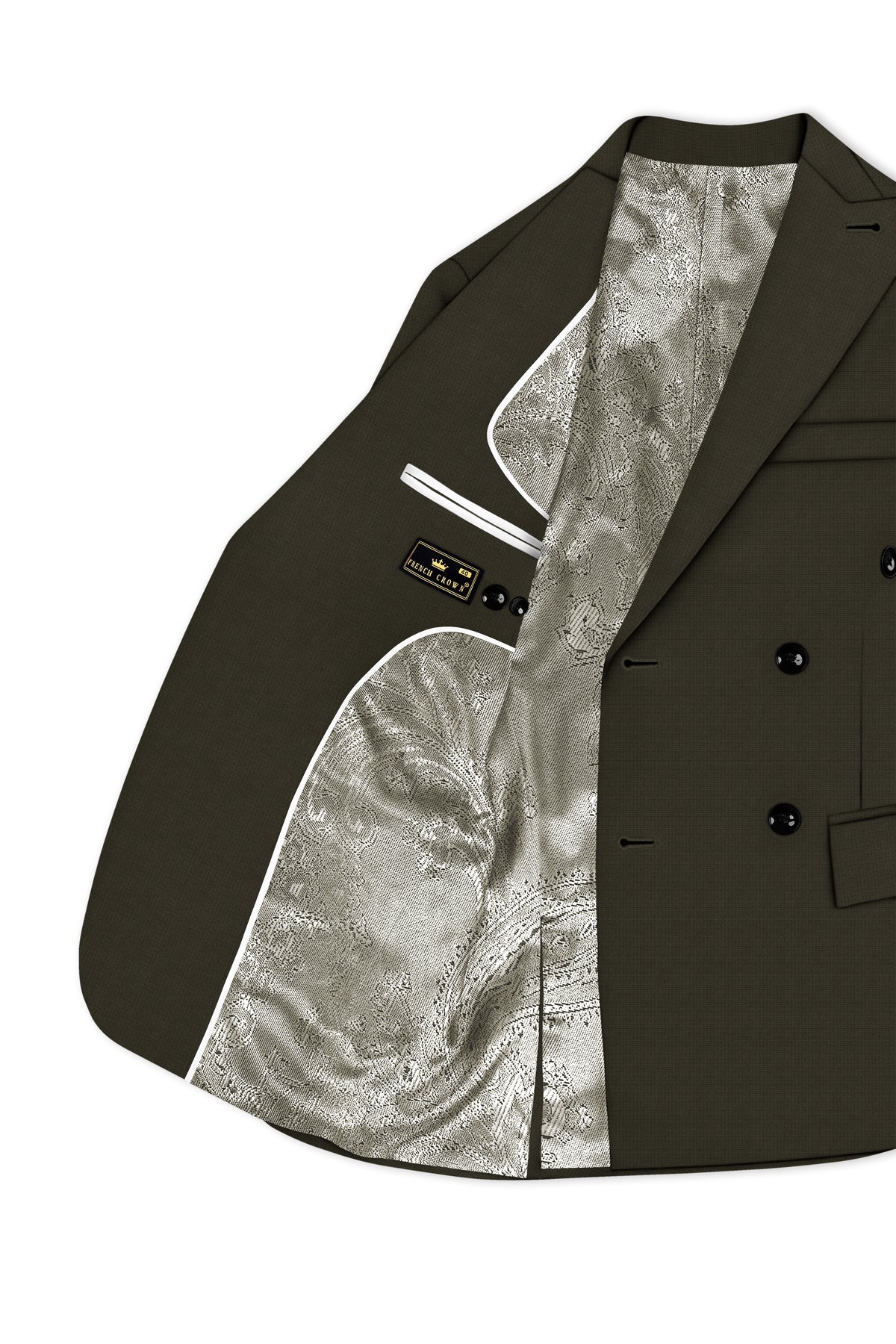 Prestige-Zeus Green Diamond Textured Wool Rich Slight Stretch Double Breasted Suit