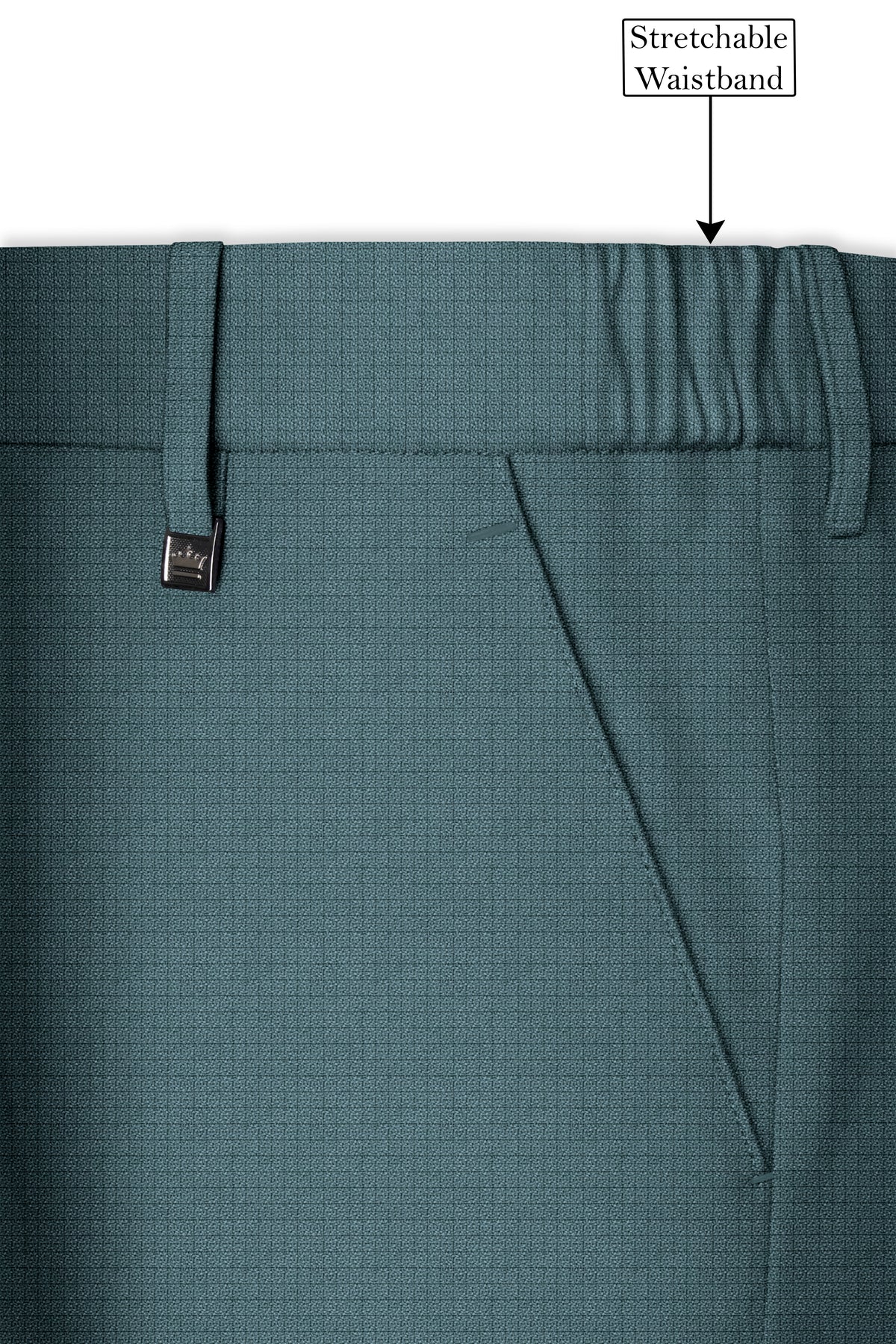 Viridian-Beetle Green Diamond Textured Wool Rich Slight Stretch Double Breasted Suit