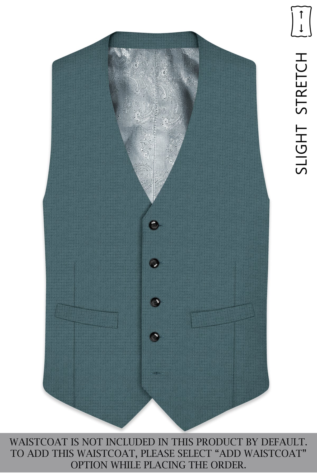 Viridian-Beetle Green Diamond Textured Wool Rich Slight Stretch Double Breasted Suit