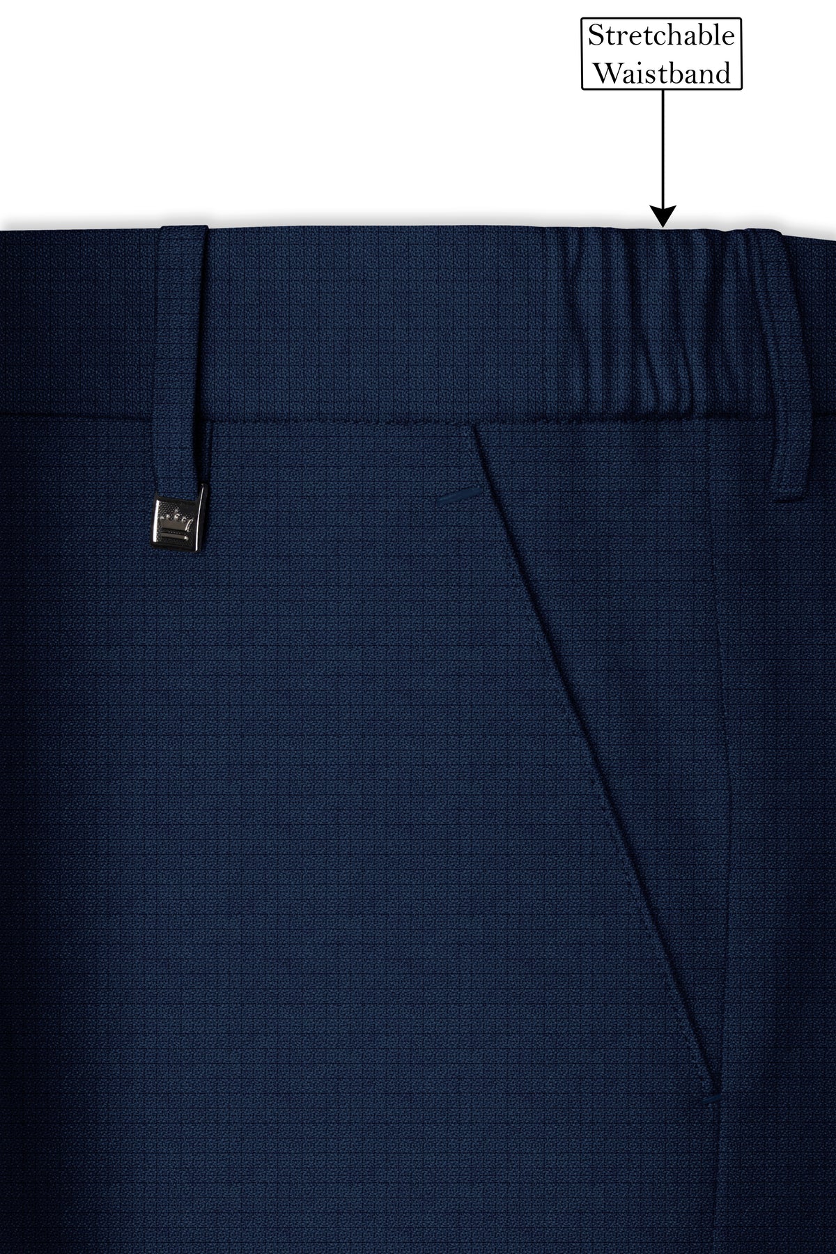 Regent-Ebony Blue Diamond Textured Wool Rich Slight Stretch Tuxedo Suit