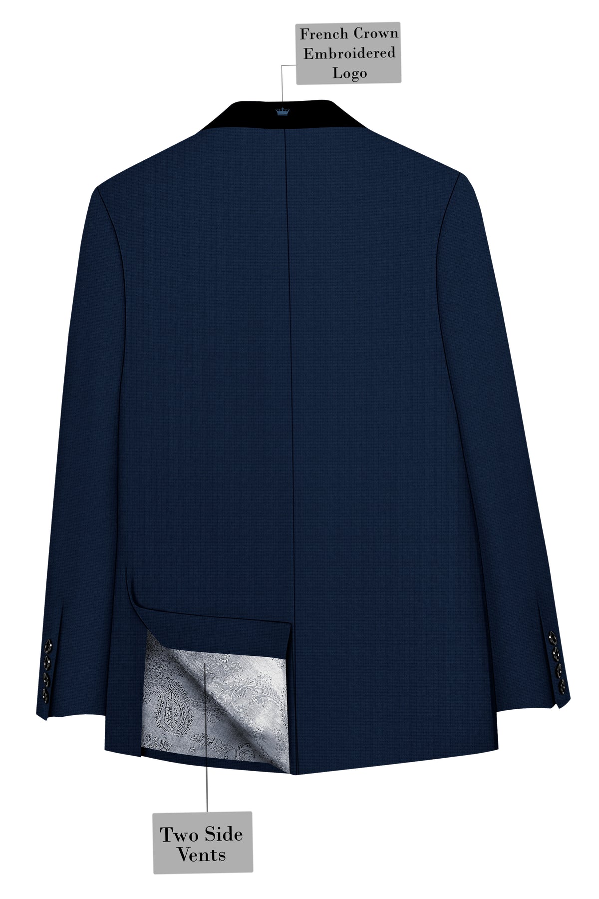 Regent-Ebony Blue Diamond Textured Wool Rich Slight Stretch Tuxedo Suit