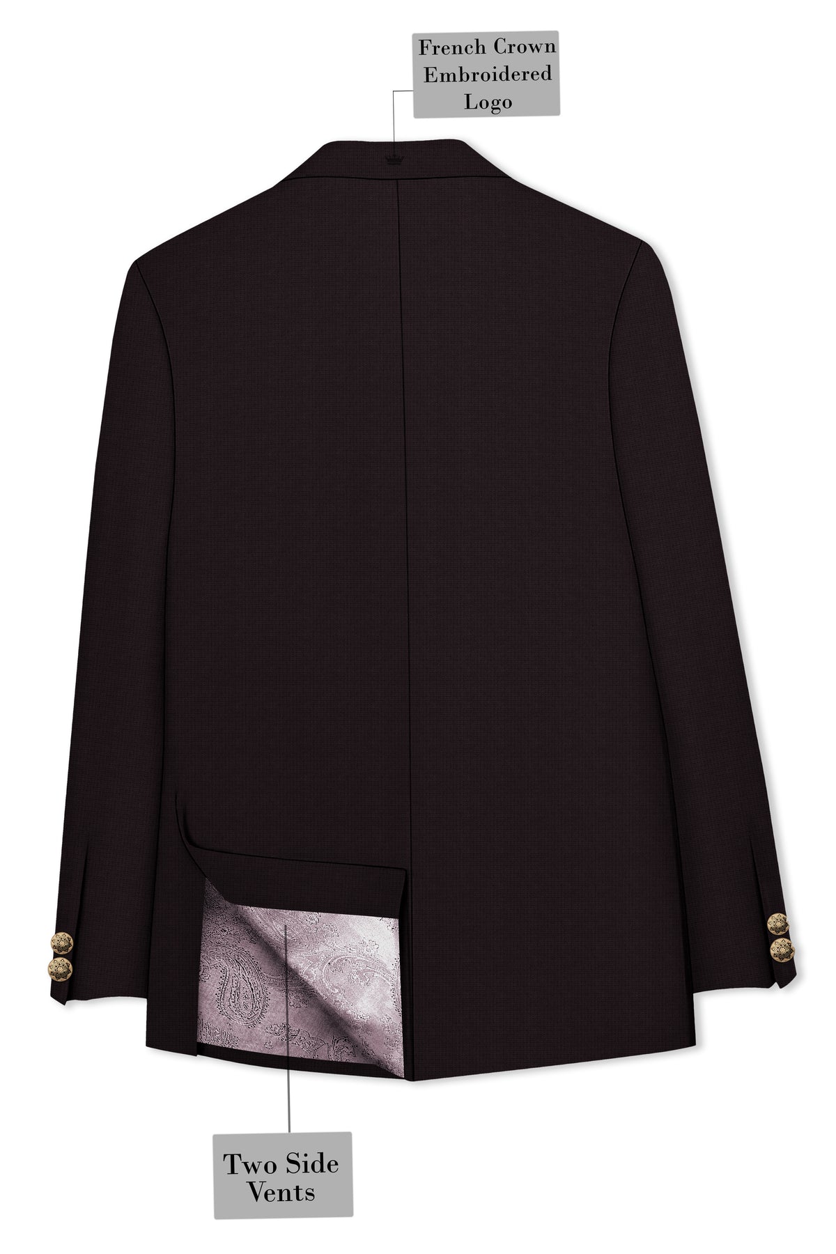 Regency-Cocoa Brown Diamond Textured Wool Rich Slight Stretch Bandhgala Suit