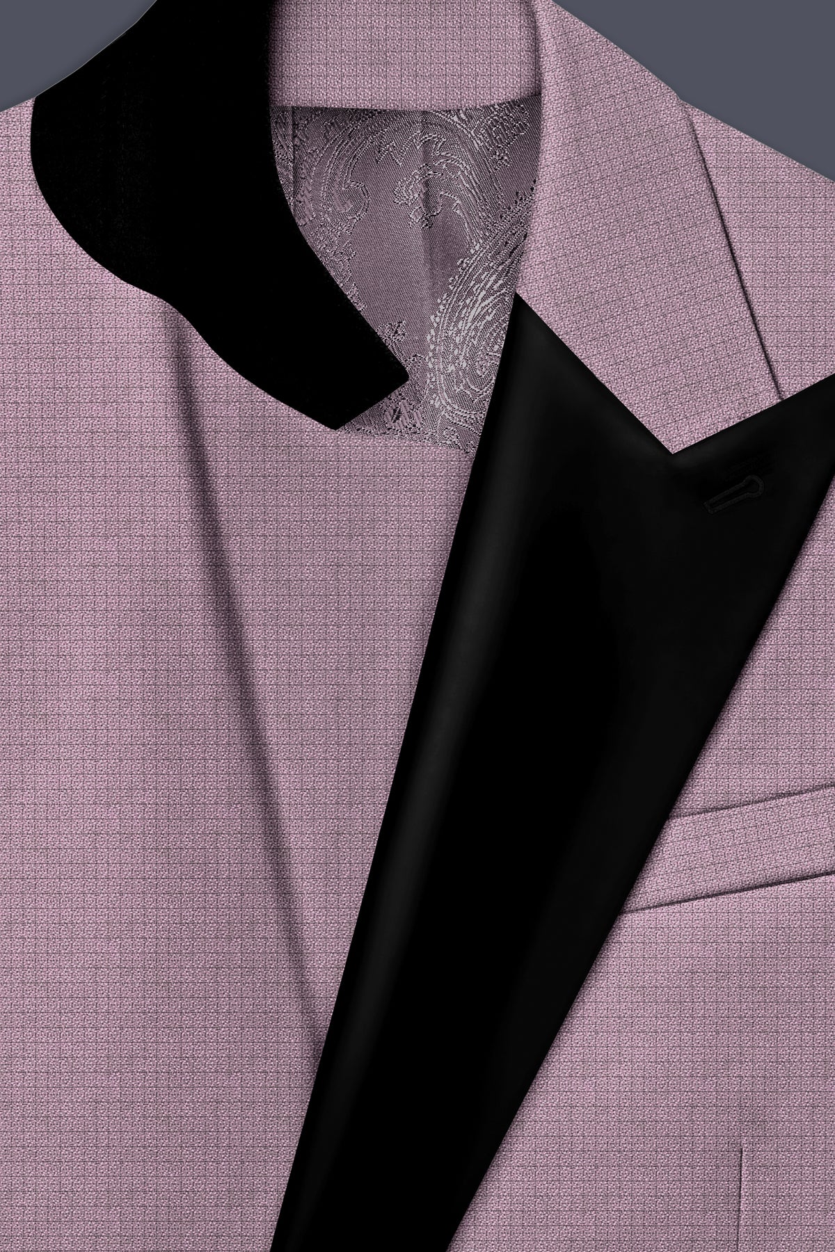 Regalia-Mountbatten Pink Diamond Textured Wool Rich Slight Stretch Peak Lapel Tuxedo Suit