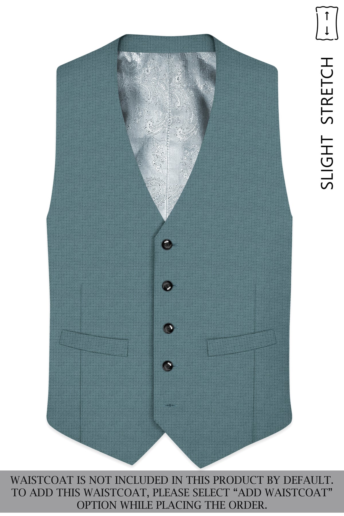 Viridian-Beetle Green Diamond Textured Wool Rich Slight Stretch Peak Lapel Tuxedo Suit