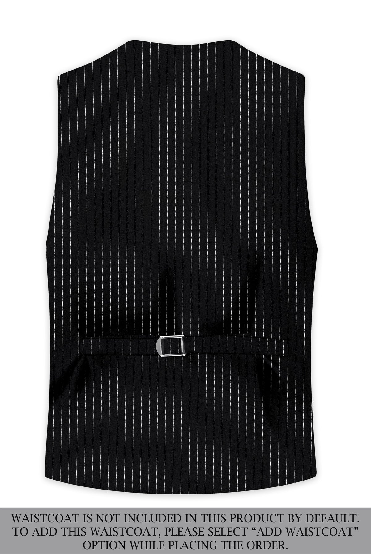 Gravitas-Jade Black And Bright White Chalk Striped Wool Rich Wrinkle-Free Fluid Drape Fabric Single Breasted Suit