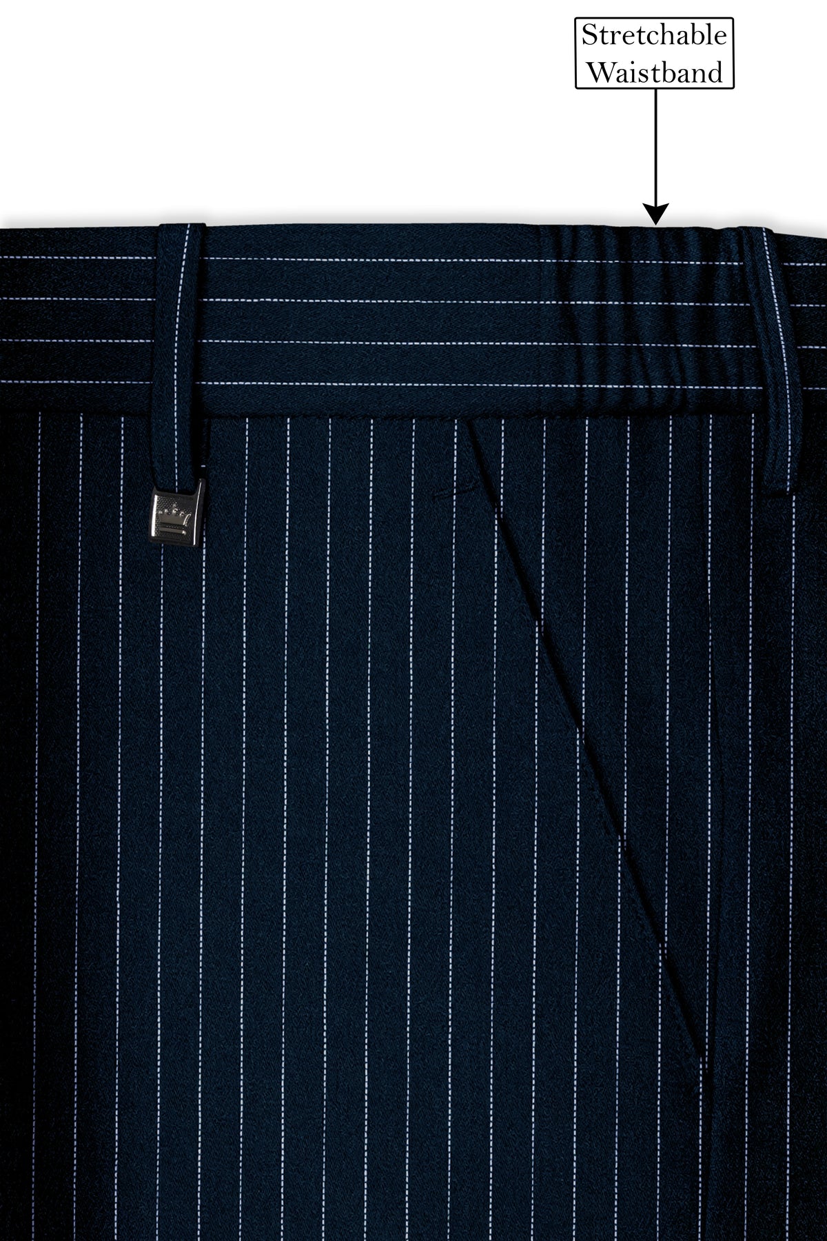 Zenith-Imperial Teal Green And Bright White Chalk Striped Wool Rich Wrinkle-Free Fluid Drape Fabric Peak Lapel Tuxedo Suit