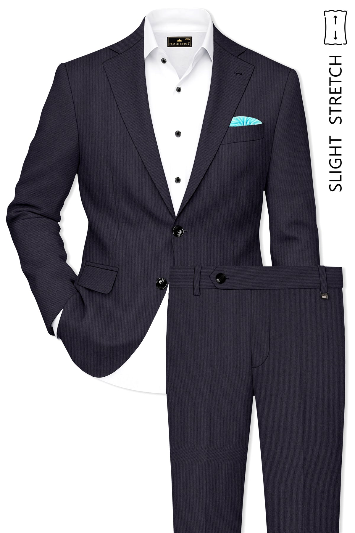 Aurelio-Charade Gray Diamond Textured Wool Rich Slight Stretch Single Breasted Suit