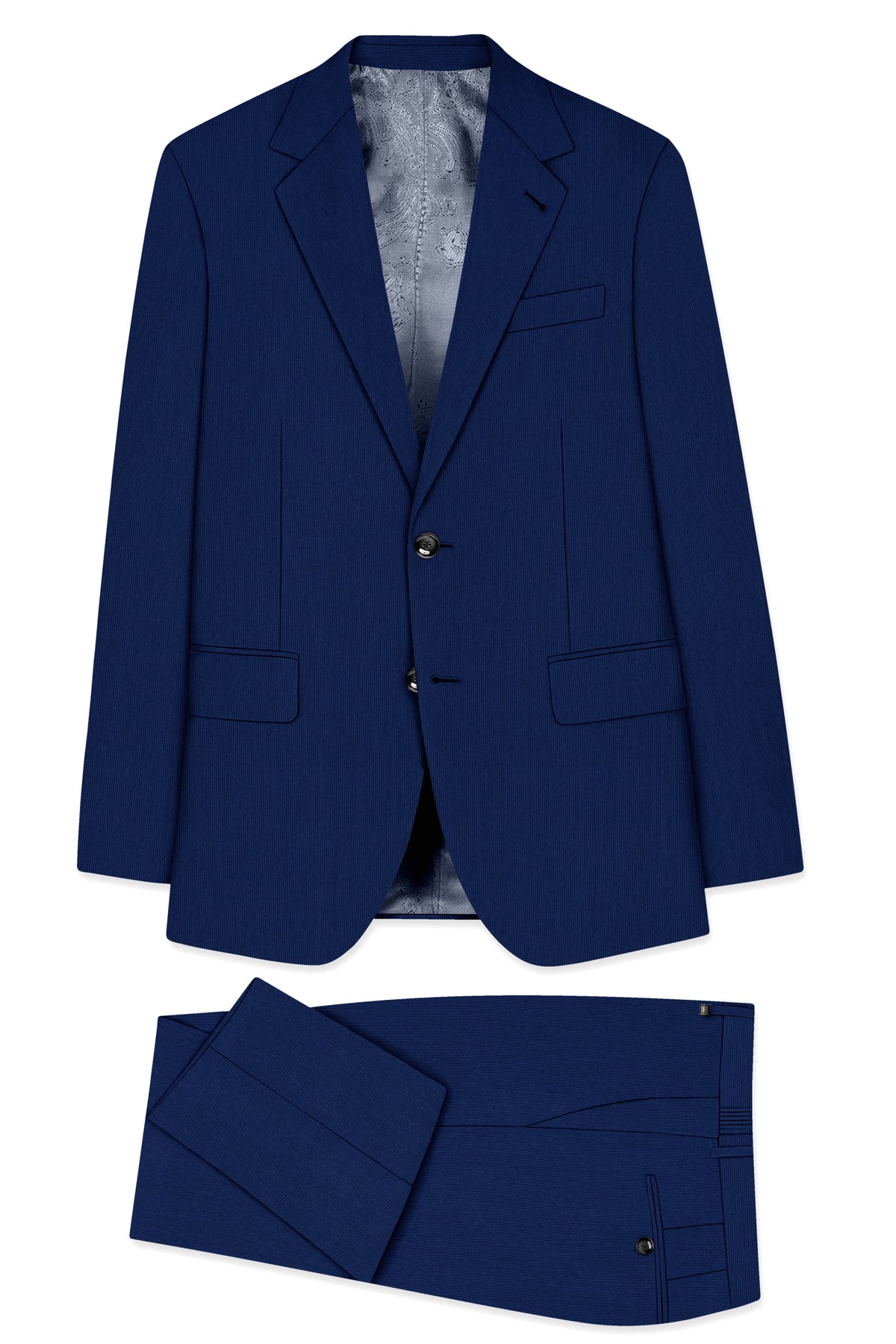 Velmont-Bunting Blue Diamond Textured Wool Rich Slight Stretch Single Breasted Suit