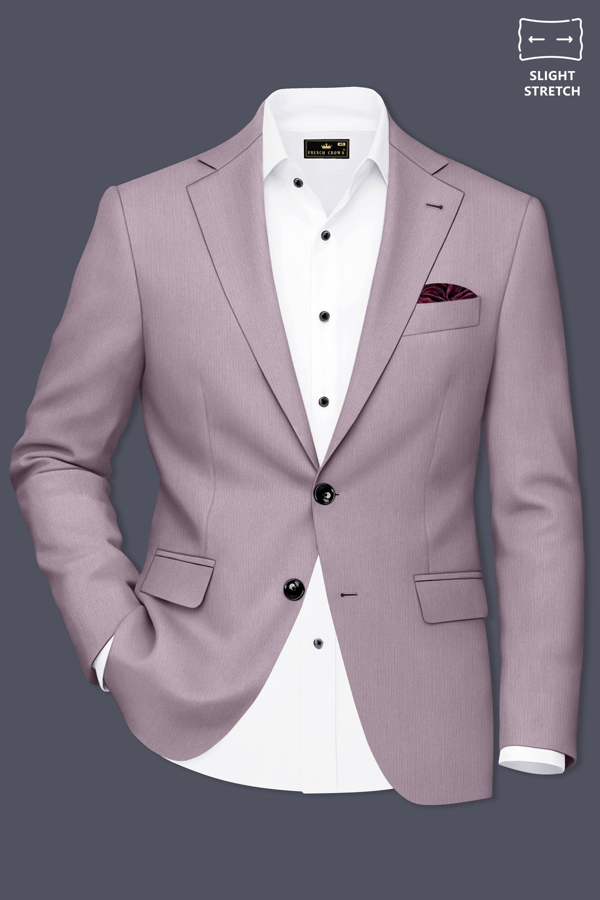Celeste-Martini Pink Diamond Textured Wool Rich Slight Stretch Single Breasted Suit