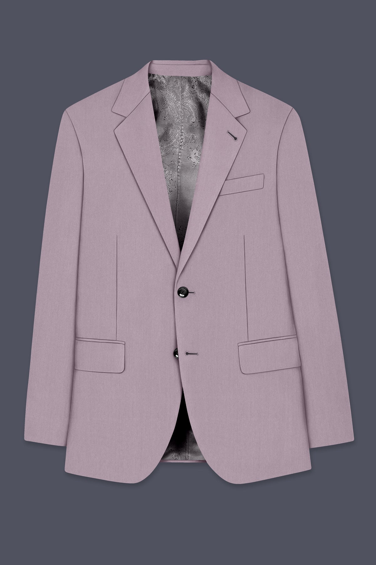 Celeste-Martini Pink Diamond Textured Wool Rich Slight Stretch Single Breasted Suit
