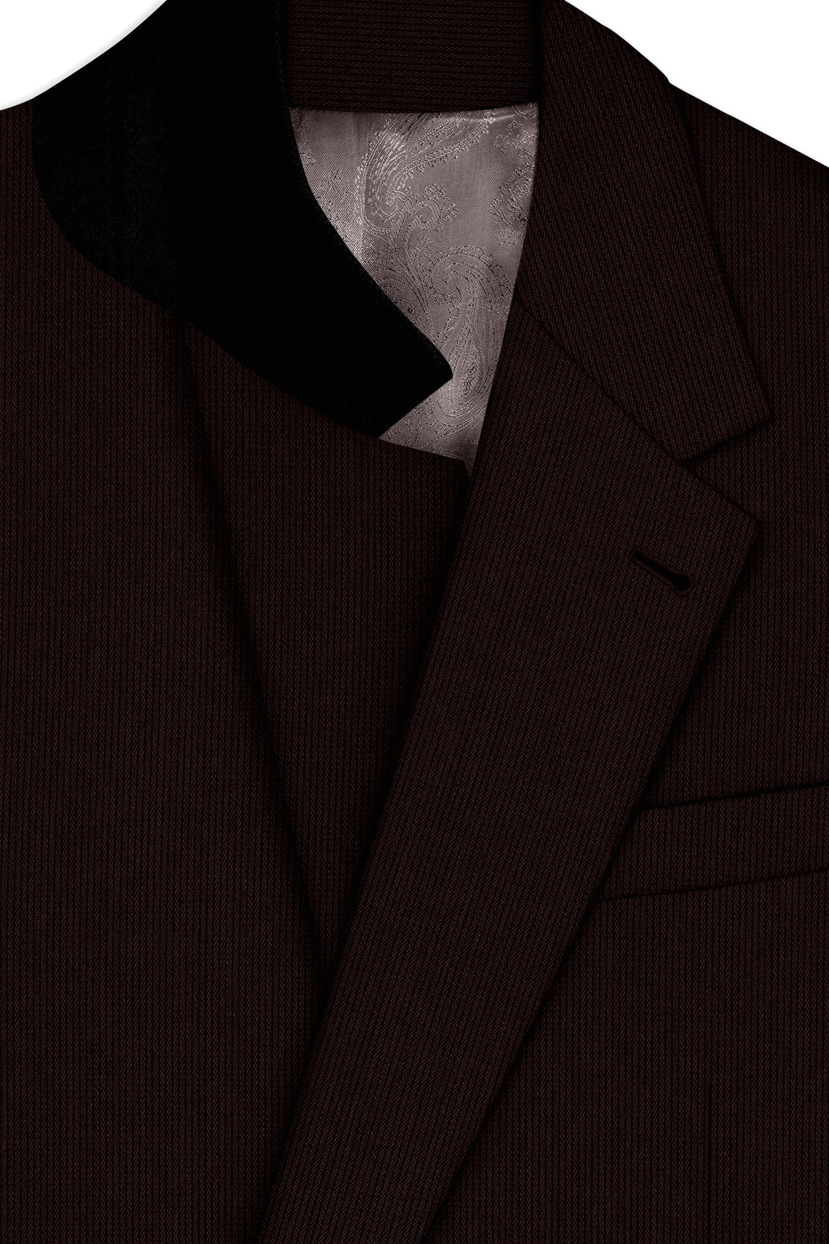 Terrano-Creole Brown Diamond Textured Wool Rich Slight Stretch Single Breasted Suit