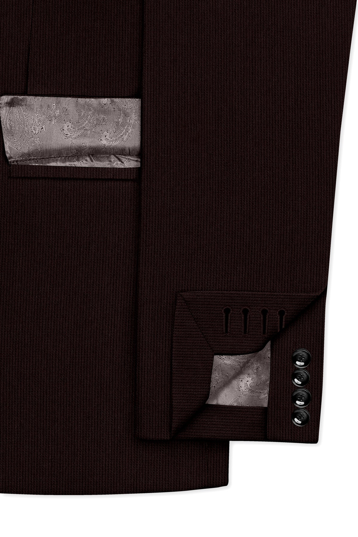 Terrano-Creole Brown Diamond Textured Wool Rich Slight Stretch Single Breasted Suit