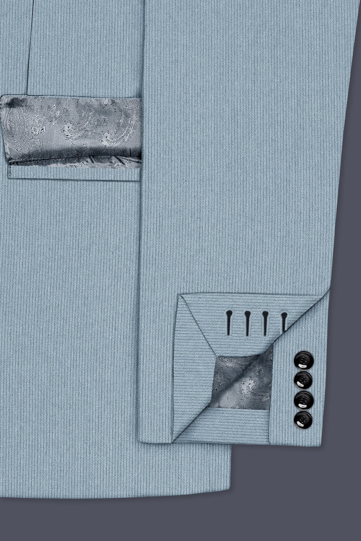 Sterling-Cadet Gray Diamond Textured Wool Rich Slight Stretch Single Breasted Suit
